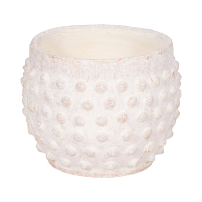 white terracotta round bubble rough finish planter