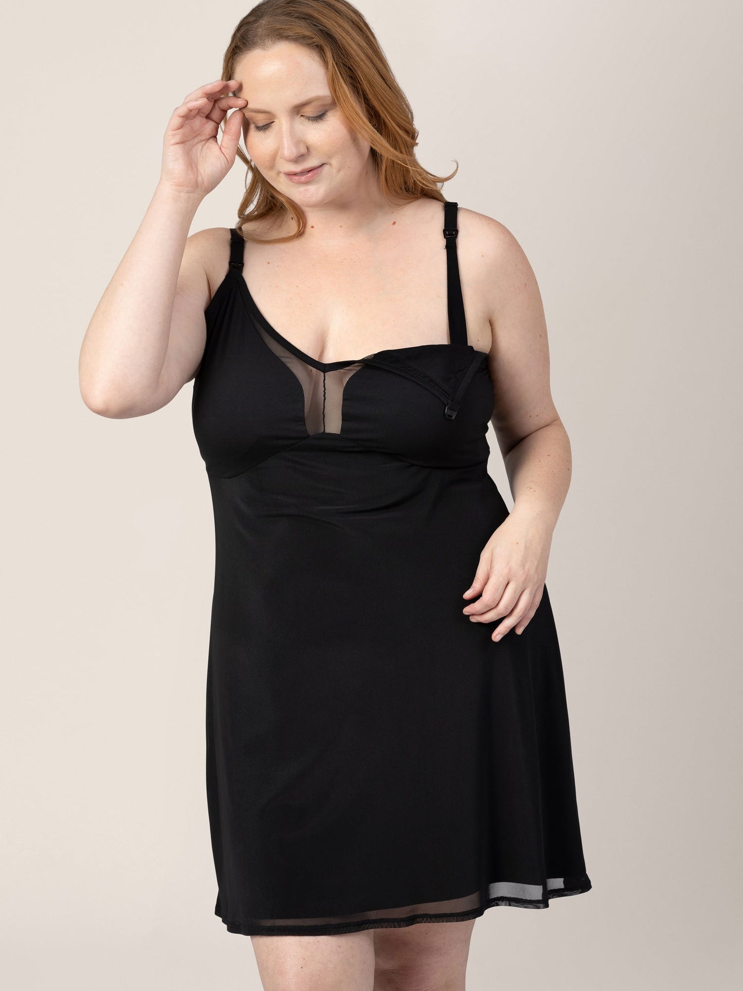 aurora mesh nursing nightgown | black *online exclusive*