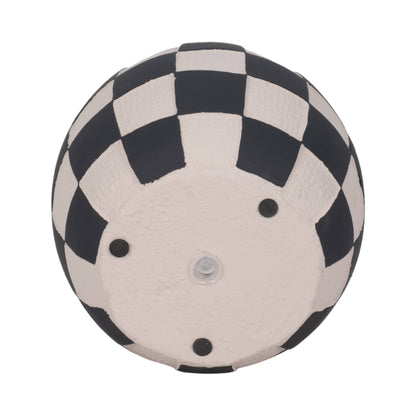 black + white pottery checkerboard rounded planter