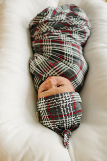 Green Plaid Bamboo Newborn Knot Hat