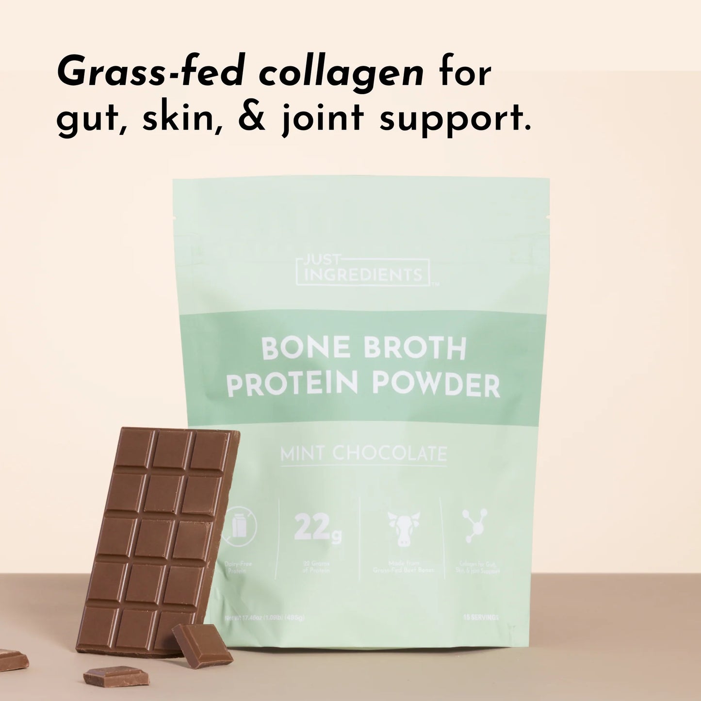 mint chocolate bone broth protein powder