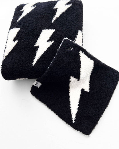 lightning bolt plush lovey | black