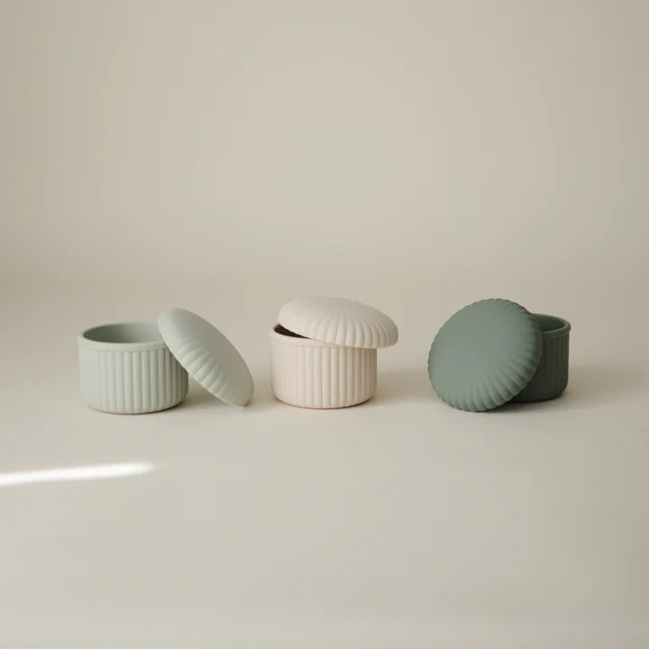 silicone baby food container, three pack - green combo