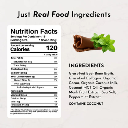 mint chocolate bone broth protein powder
