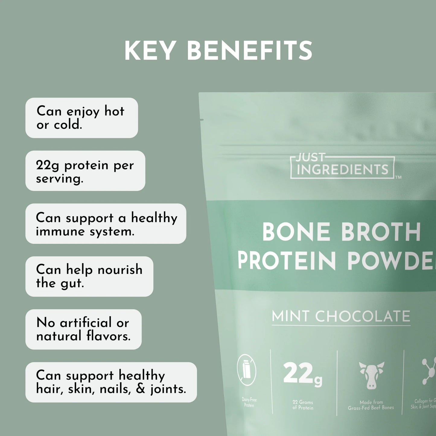 mint chocolate bone broth protein powder