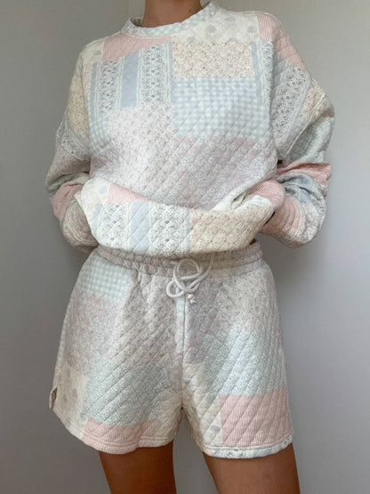 shades of blue quilted pastel shorts