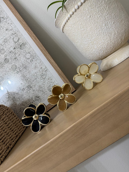 gold accented flower claw clip
