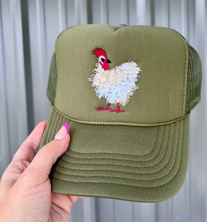 mother clucker fluffy chicken embroidered hat