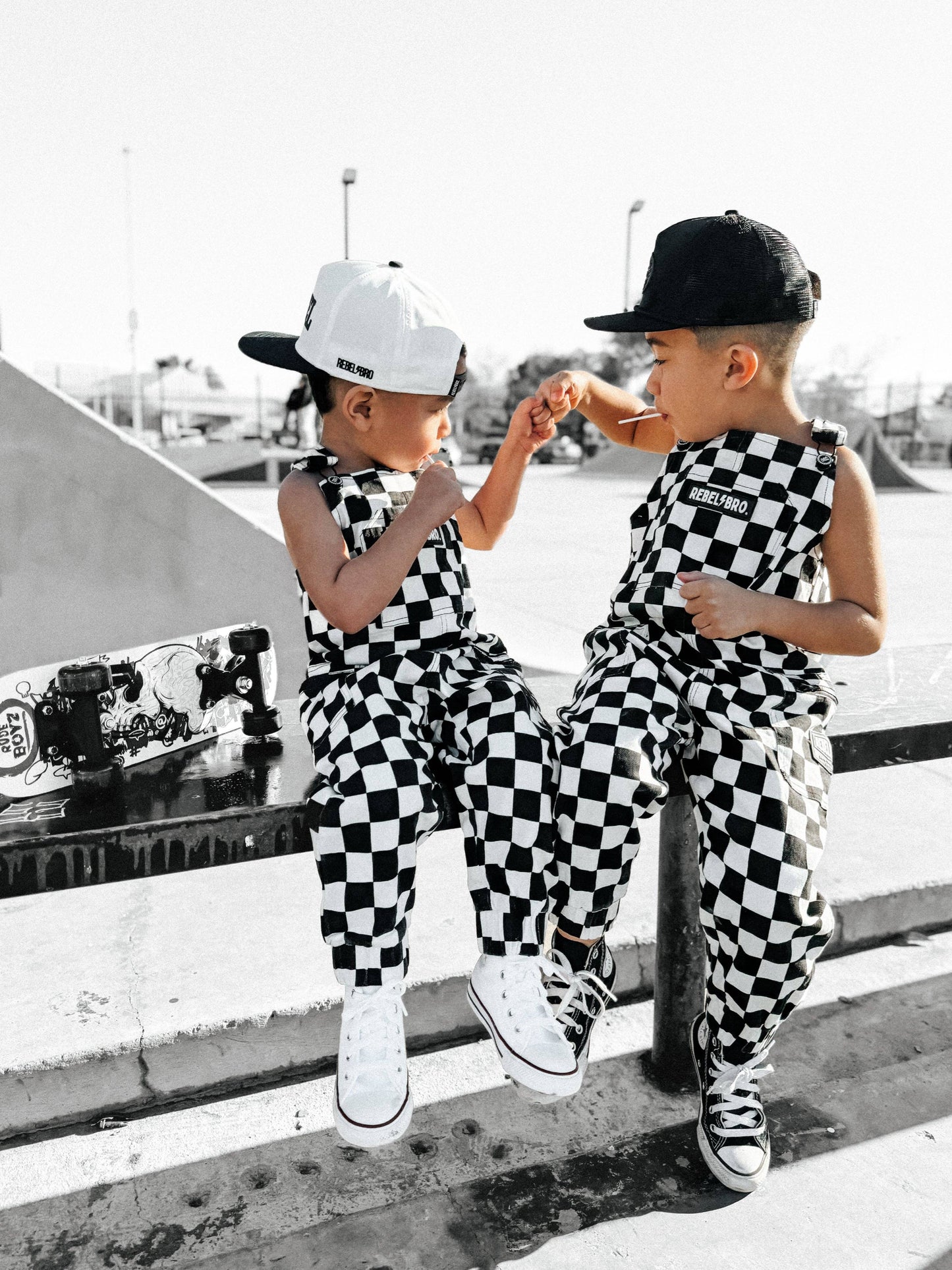 live fast checkered overalls in venice