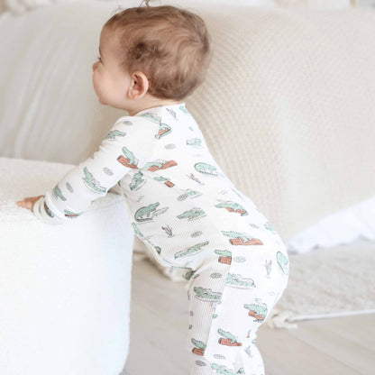 later gator bamboo waffle convertible zip romper