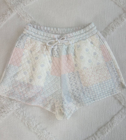 shades of blue quilted pastel shorts