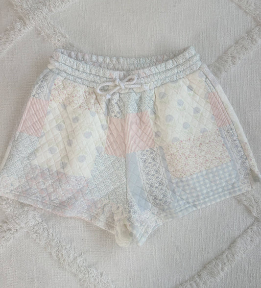 shades of blue quilted pastel shorts