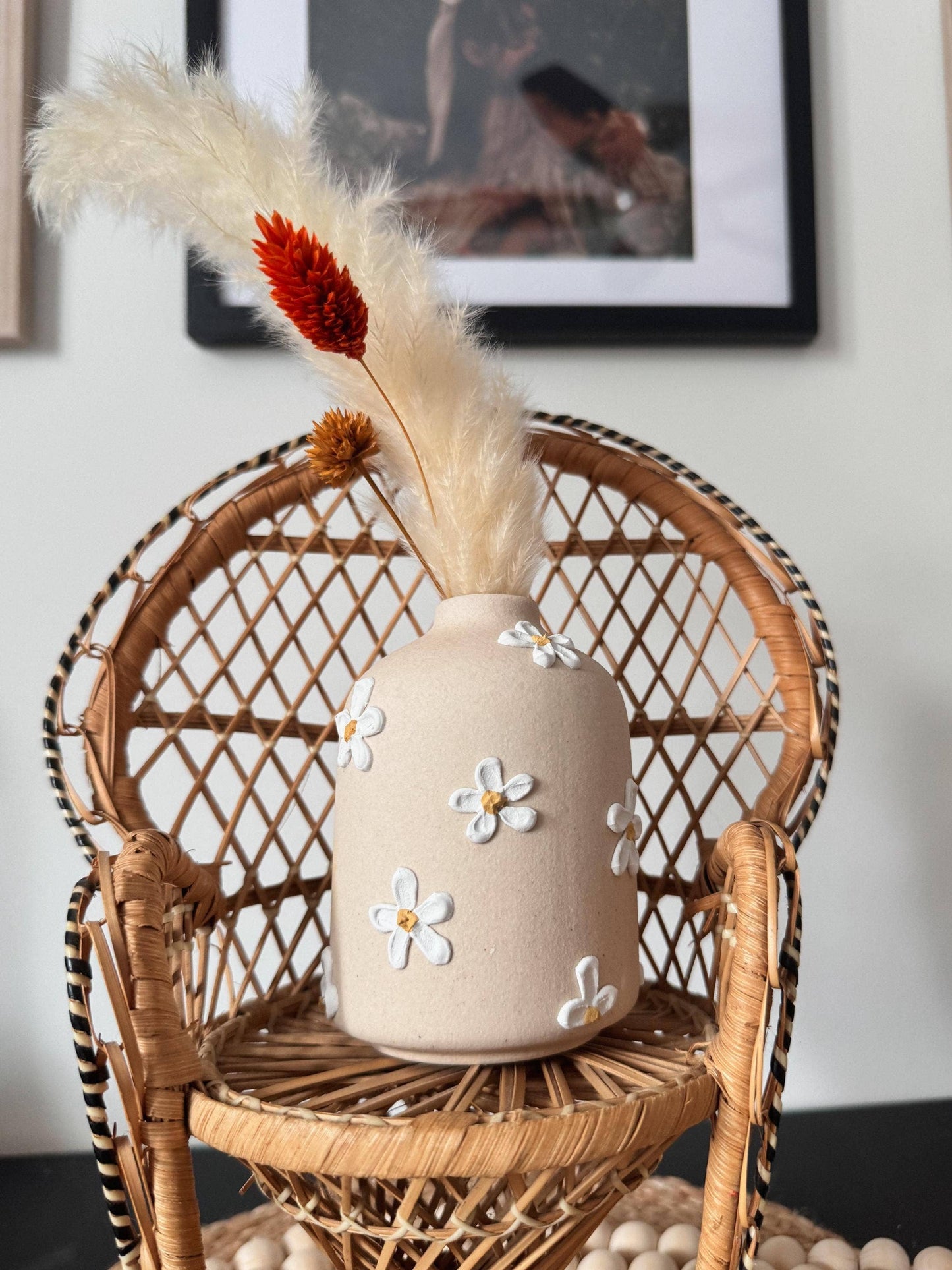 short daisy crazy ceramic textured vase