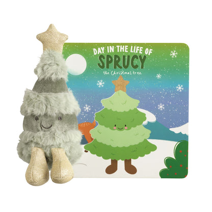 tree book with plush