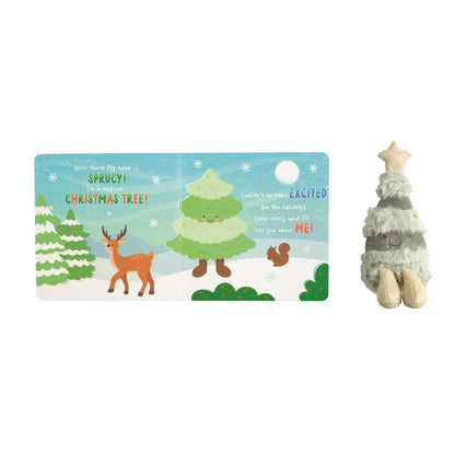 tree book with plush