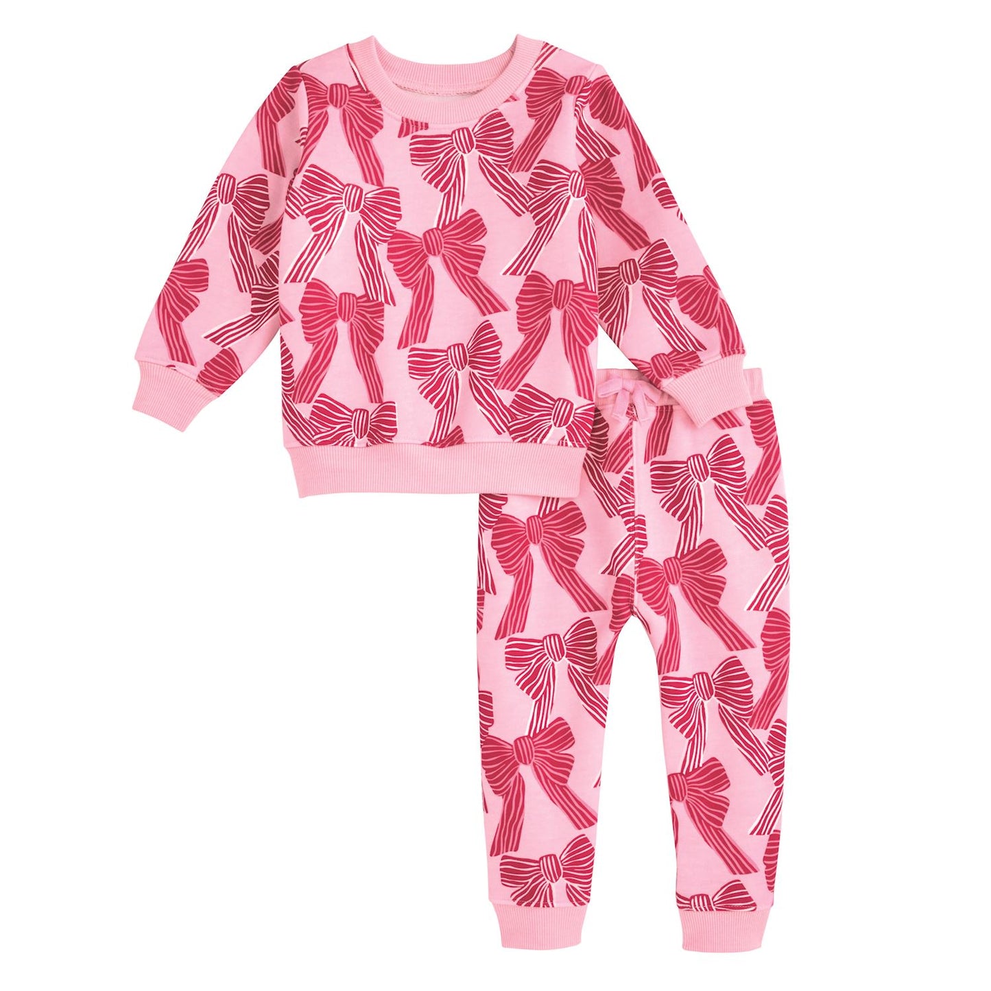 bow print two-piece jogger set