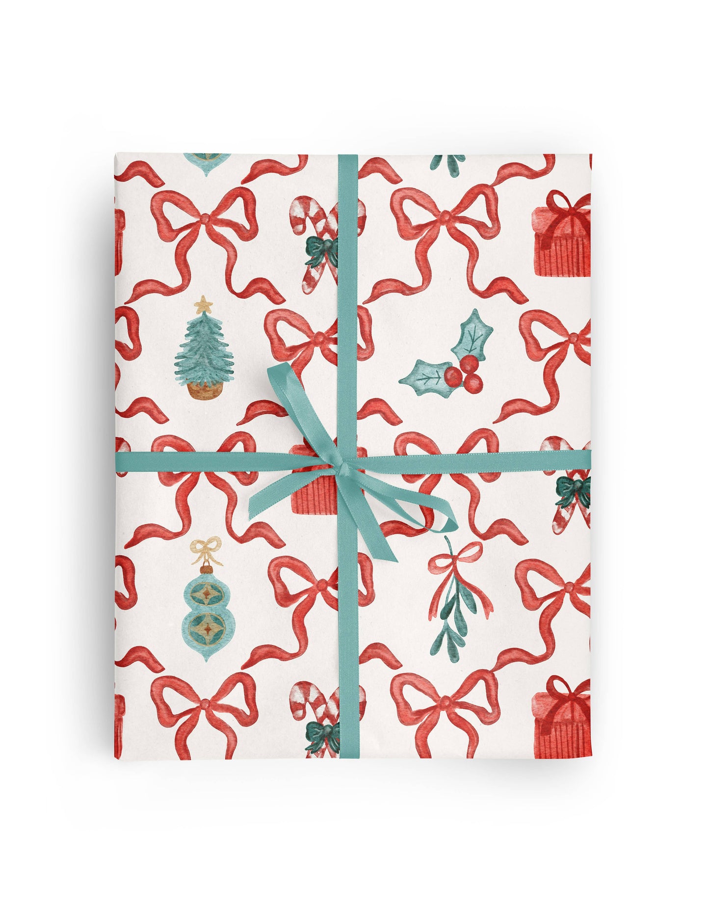 watercolor christmas bows wrapping paper