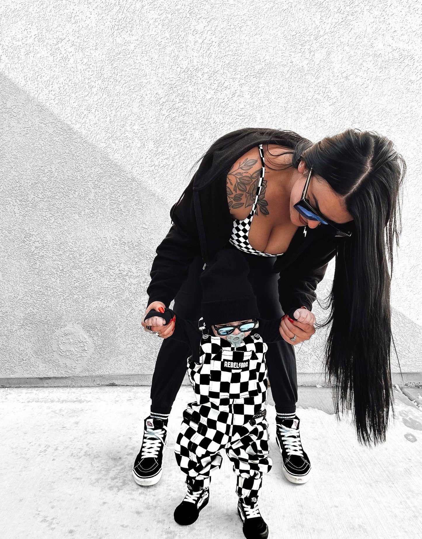 live fast checkered overalls in venice