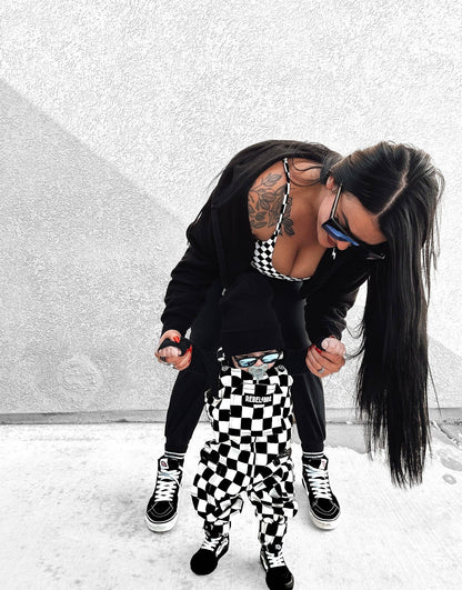 live fast checkered overalls in venice