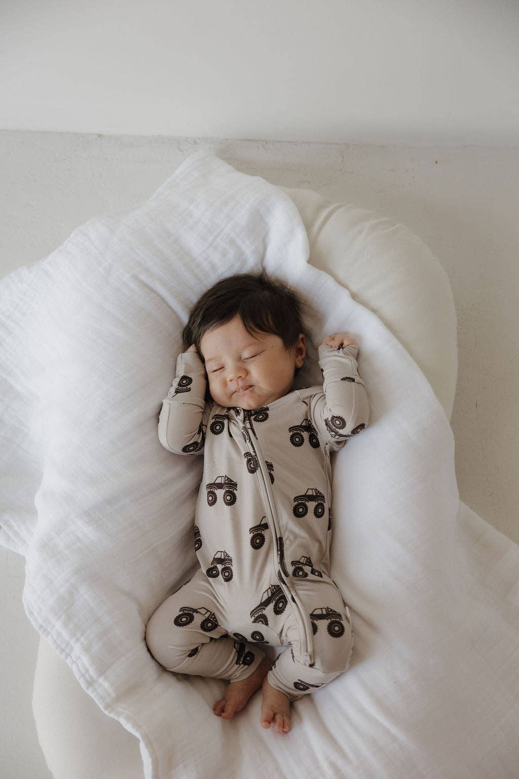 monster truck bamboo zip pajamas