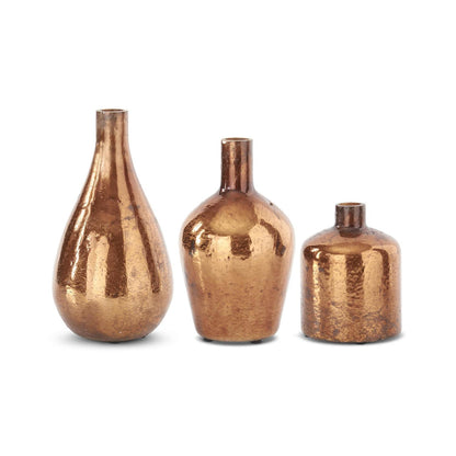antique bronze matte glass bottle vases