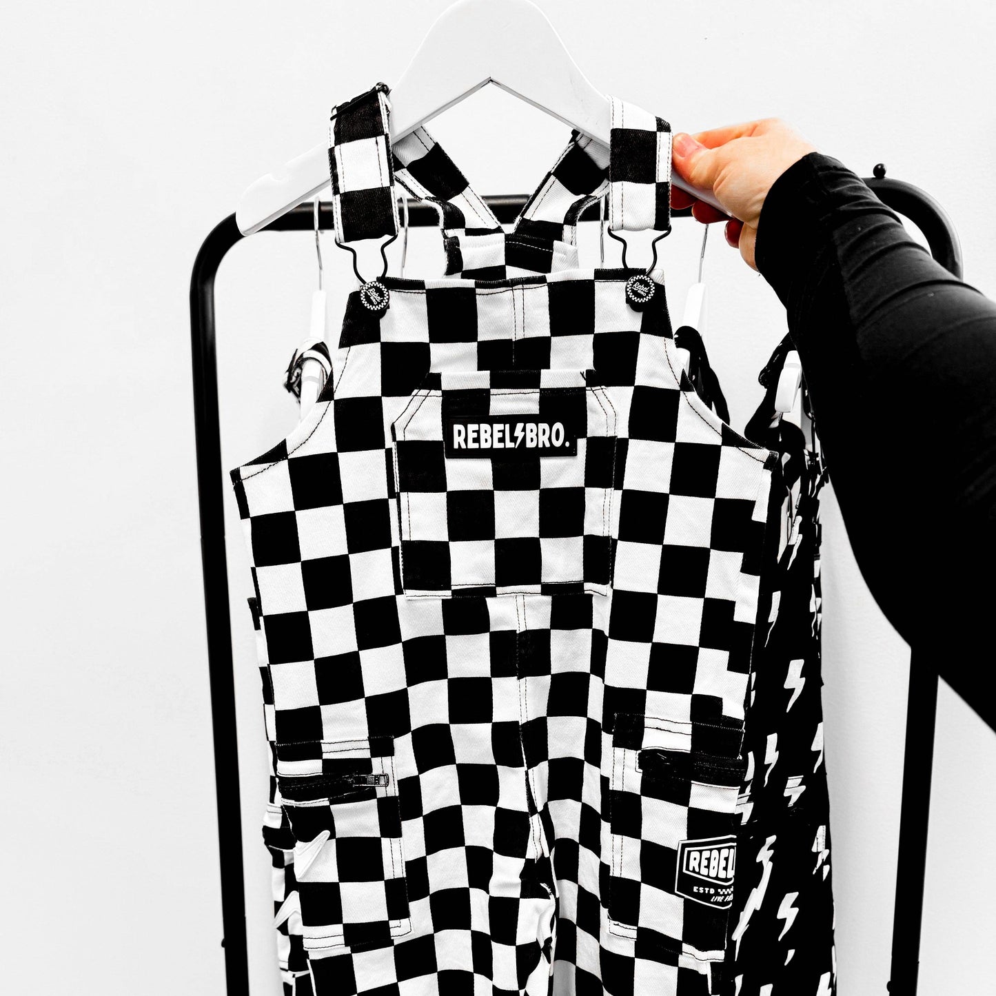 live fast checkered overalls in venice