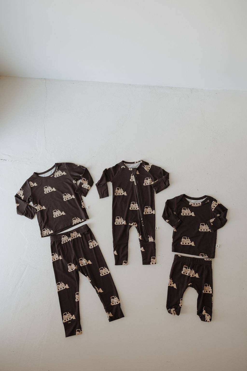 bamboo zip pajamas | bulldozer