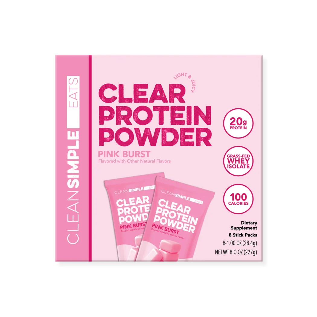 pink burst clear protein powder | single serving