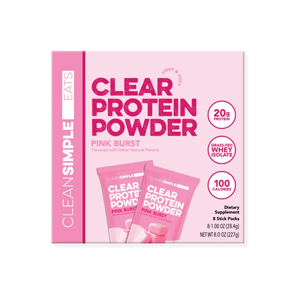 pink burst clear protein powder | single serving
