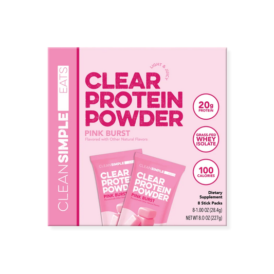 pink burst clear protein powder | single serving