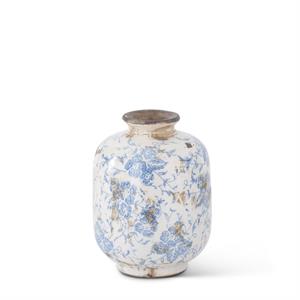 blue + white ceramic bud vases