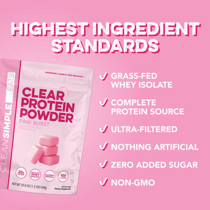 pink burst clear protein powder | single serving
