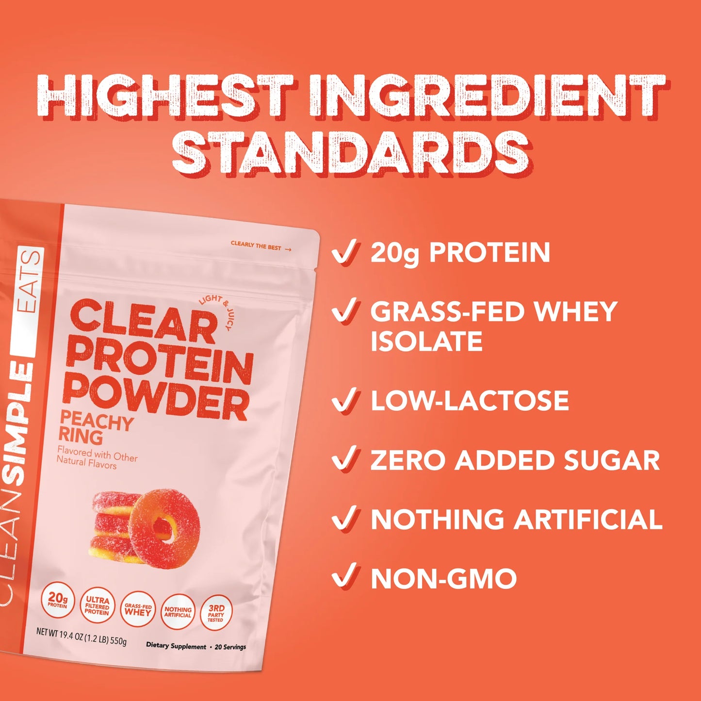 peachy ring clear protein powder | 20 servings