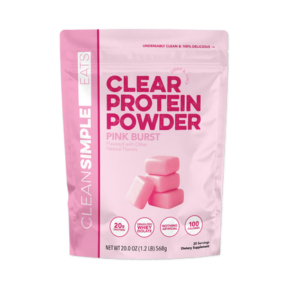 pink burst clear protein powder | single serving