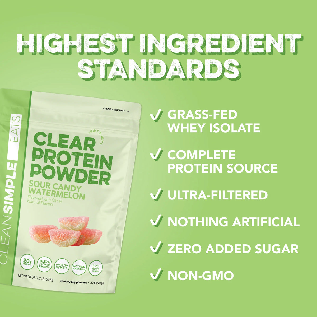 sour candy watermelon clear protein powder | 20 servings