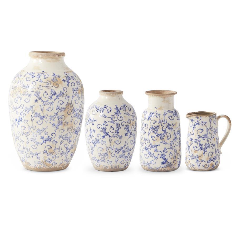 vintage blue + white ceramic vases