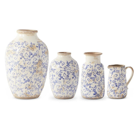 vintage blue + white ceramic vases