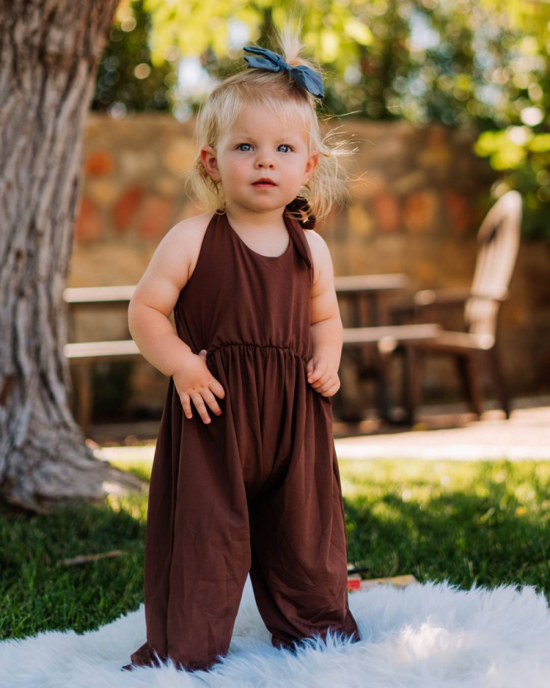 willa wide-leg halter jumpsuit - chestnut