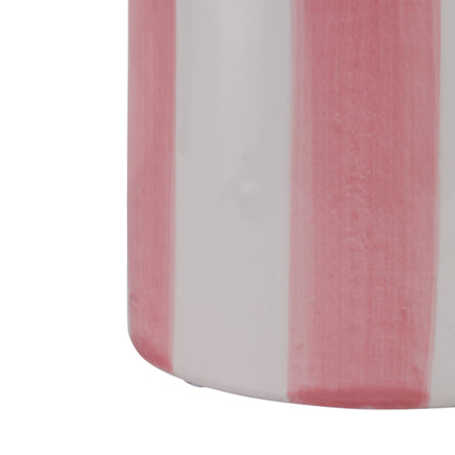 pink ceramic striped scallop planter