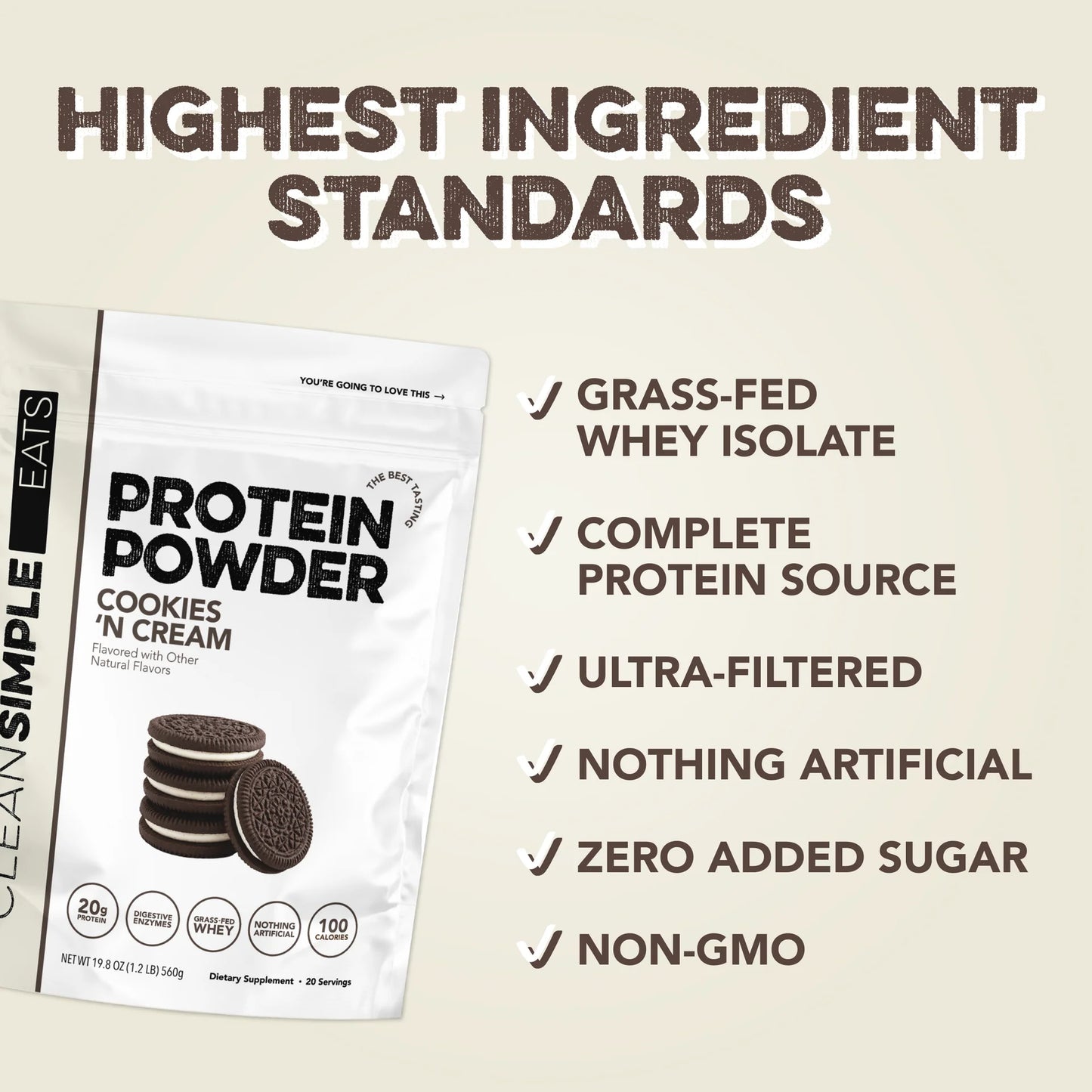 cookies 'n cream protein powder | 20 servings