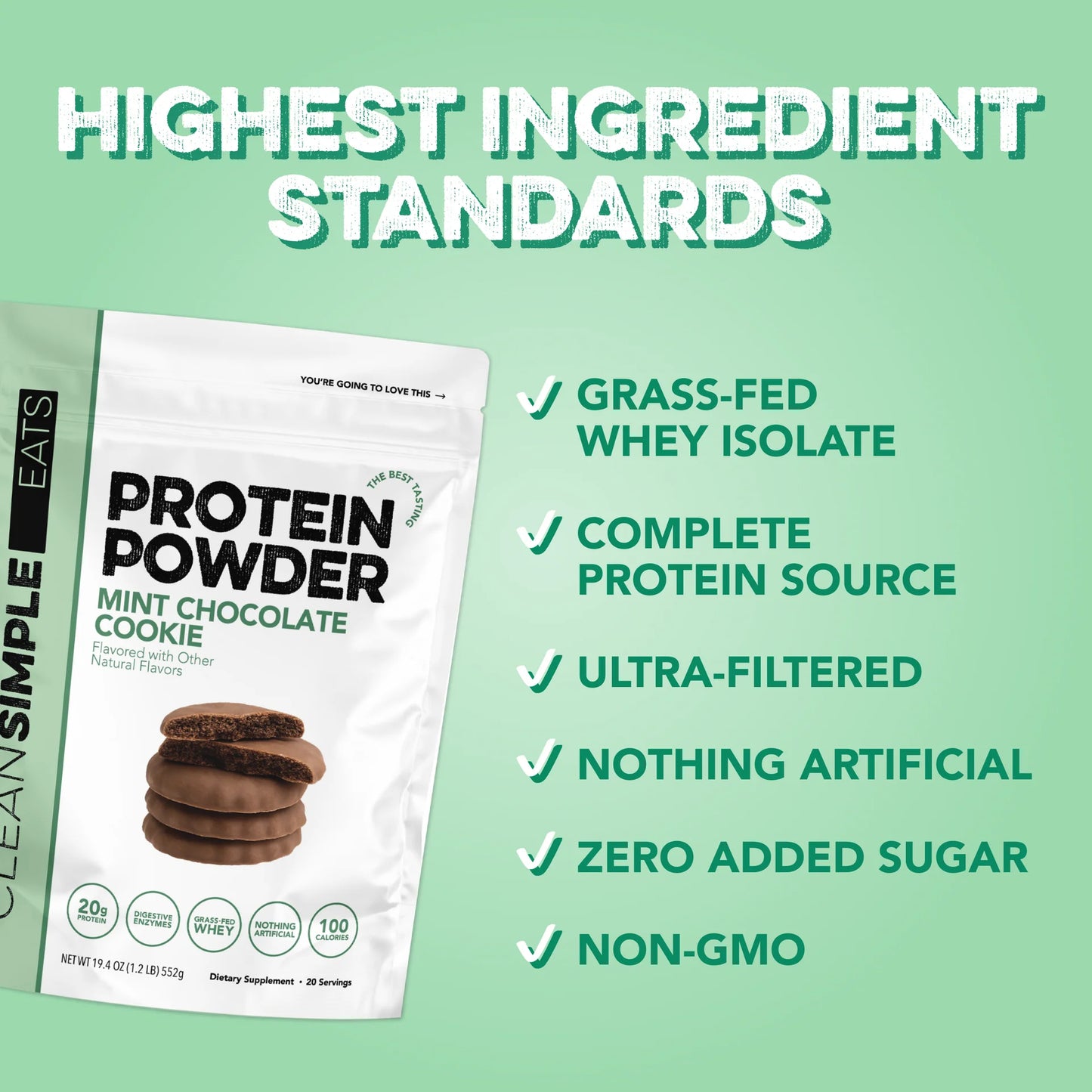 mint chocolate cookie protein powder | 20 servings