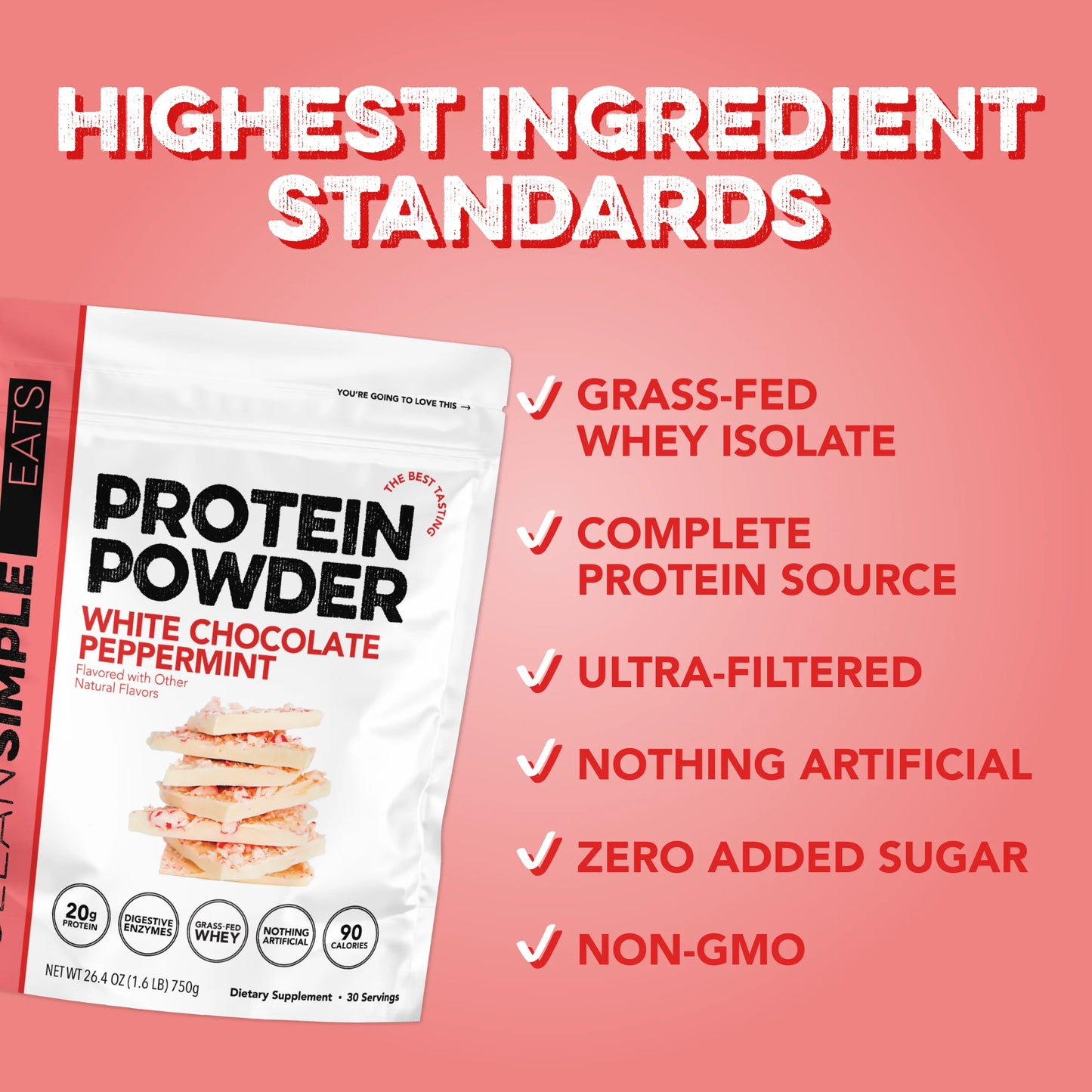 white chocolate peppermint protein powder | 30 servings