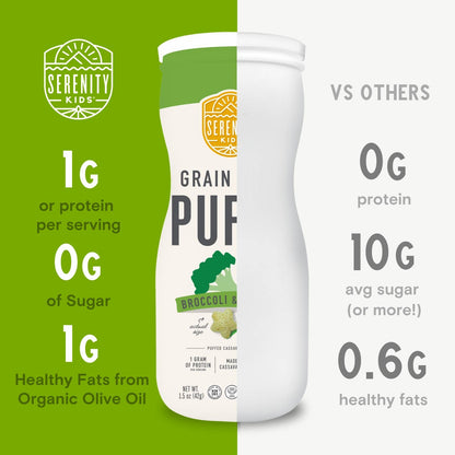 broccoli & spinach grain free puffs with bone broth