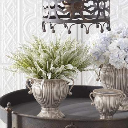 14" soft green flocked foliage bush