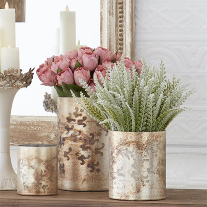 14" soft green flocked foliage bush