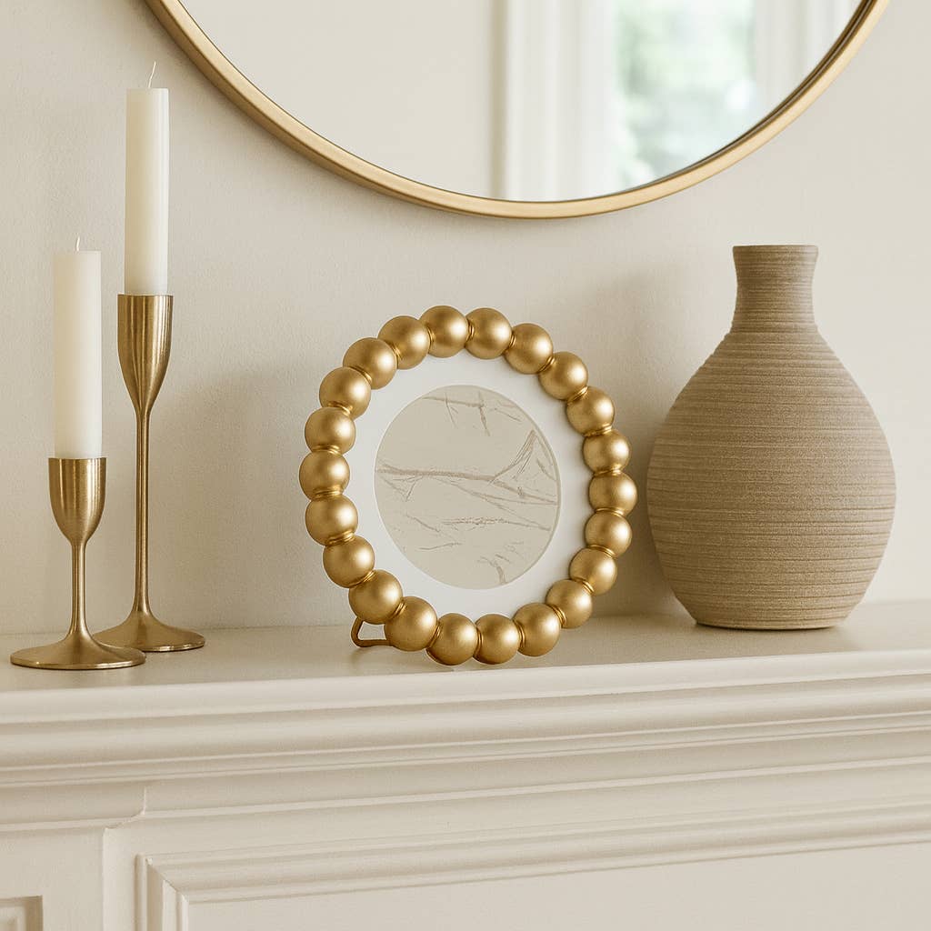 gold glass matted beaded photo frame