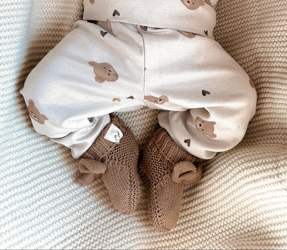 little bear baby booties - acorn