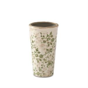 cream + green floral ceramic pots
