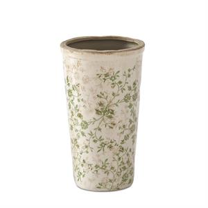 cream + green floral ceramic pots