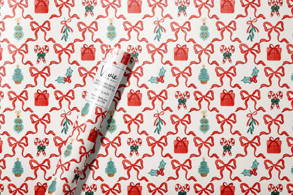 watercolor christmas bows wrapping paper